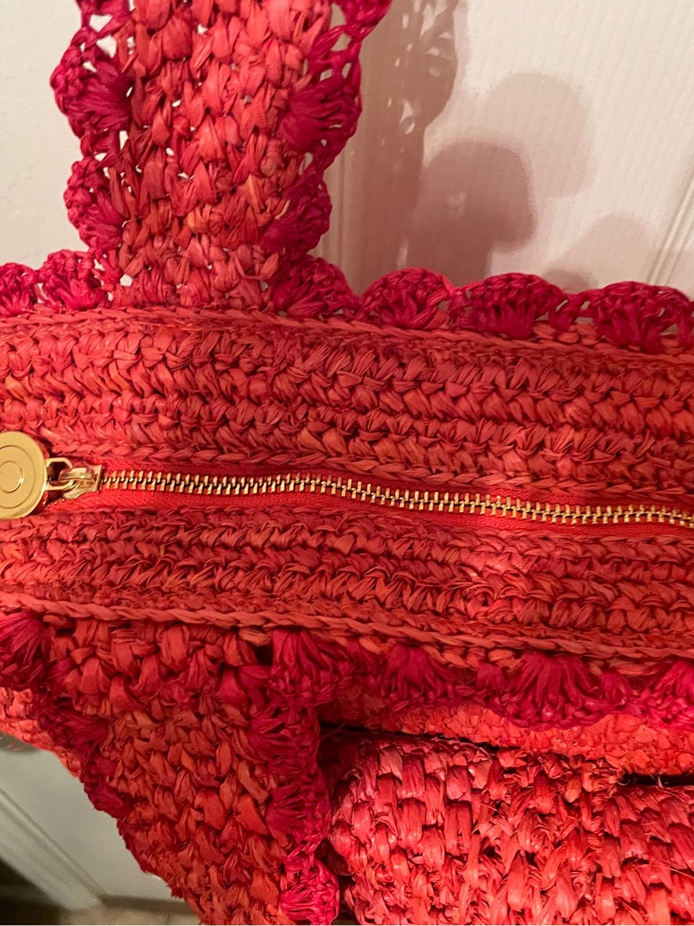 kate spade Red Woven Raffia Tote with Bow Detail - Picture 9 of 9